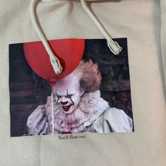 Warner Brothers Cream Hoodie IT clown size small - Picture 3 of 6